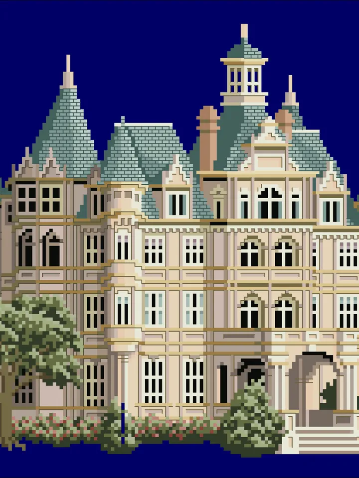 Vintage Cross Stitch Pattern Victorian House Counted Digital Download PDF