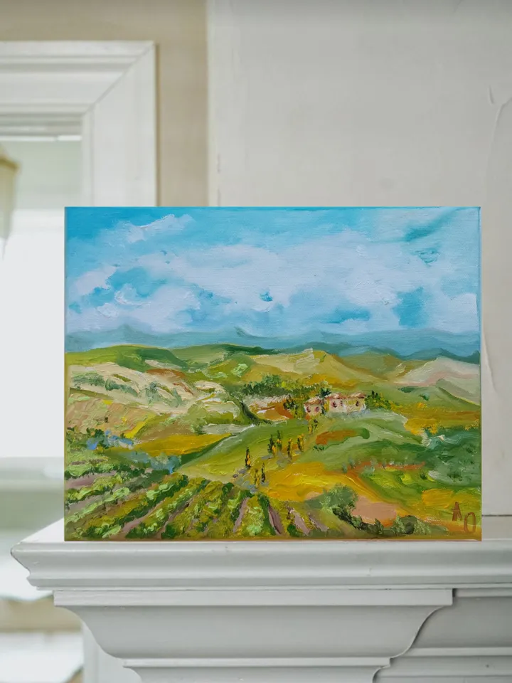 Oil painting on canvas "Sunny Valley" 30x24cm (12x9.6 inch)