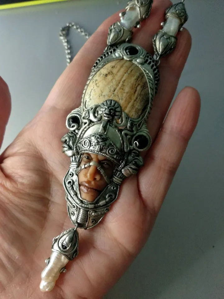 Gemstone necklace Aztec Warrior