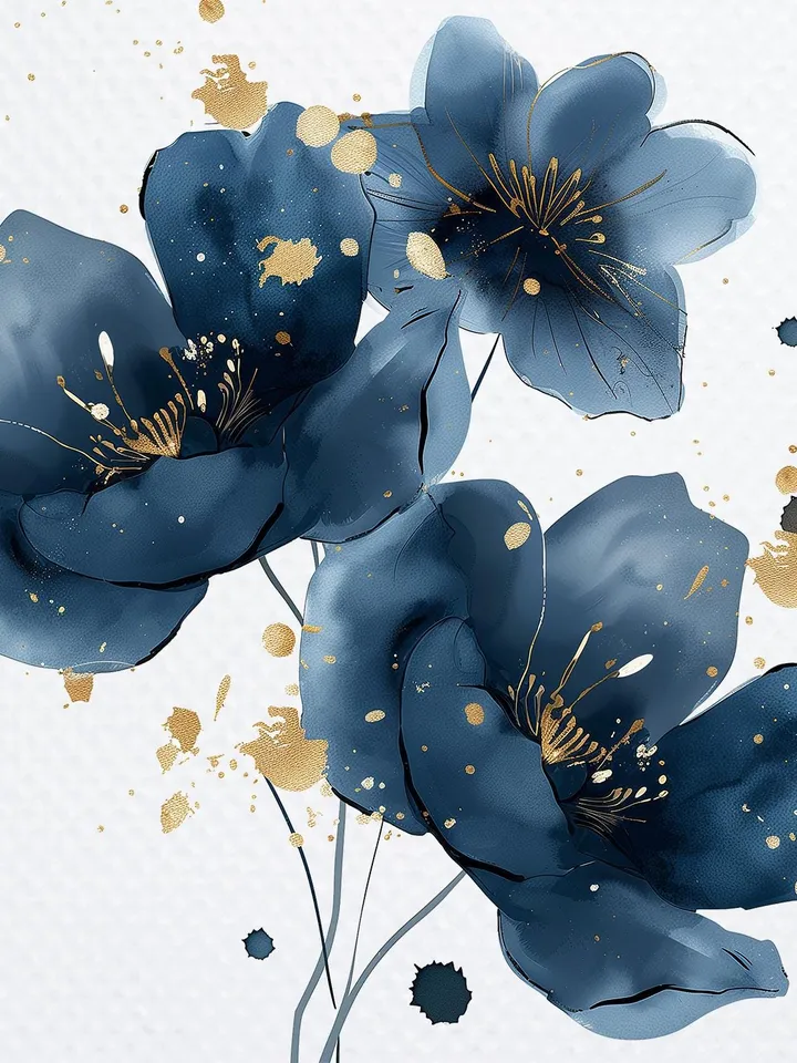 18 Abstract Blue Flowers PNG Bundle, Alcohol Ink Flowers Print Printable Watercolor clipart for sublimation, digital crafting, junk journals