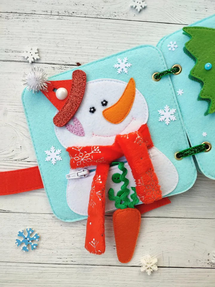Christmas Quiet Book pattern PDF toddler, Santa's Felt book svg, Baby activity book pdf, Sensory book kids, felt sewing pattern baby