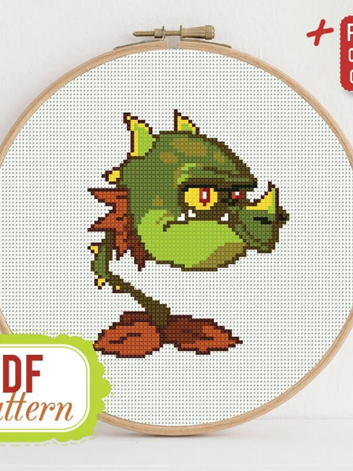 Cross stitch pattern Snapdragon Cross stitch pattern Plants vs Zombies PDF Format Instant Download Home decor Modern