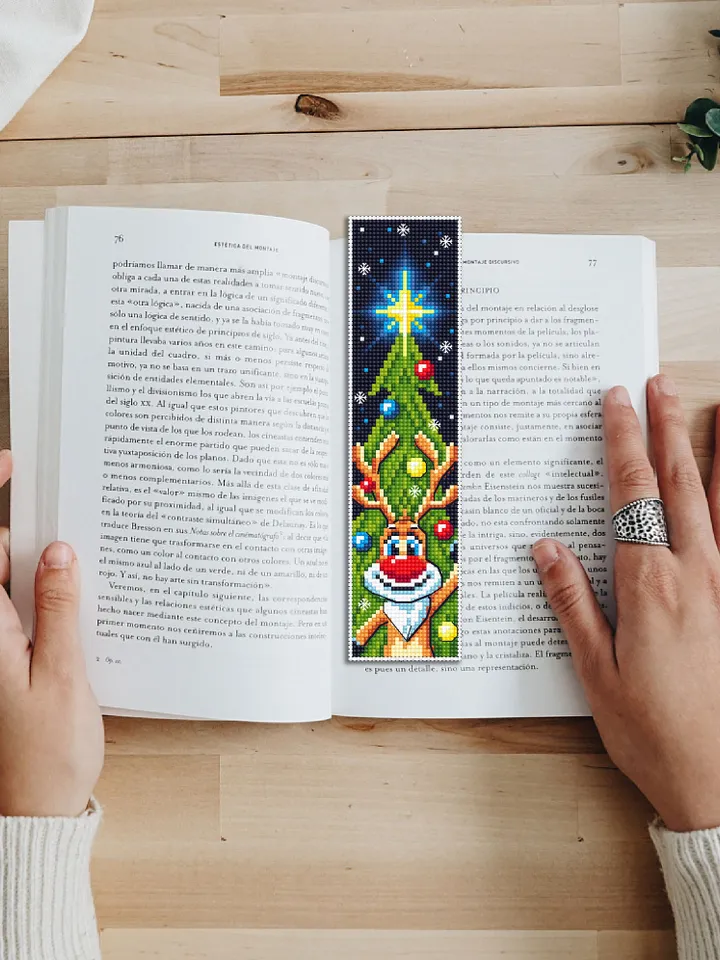 Christmas bookmark cross stitch pattern download PDF Handmade bookmark deer xstitch chart Christmas tree cross stitch gifts New Year #B41