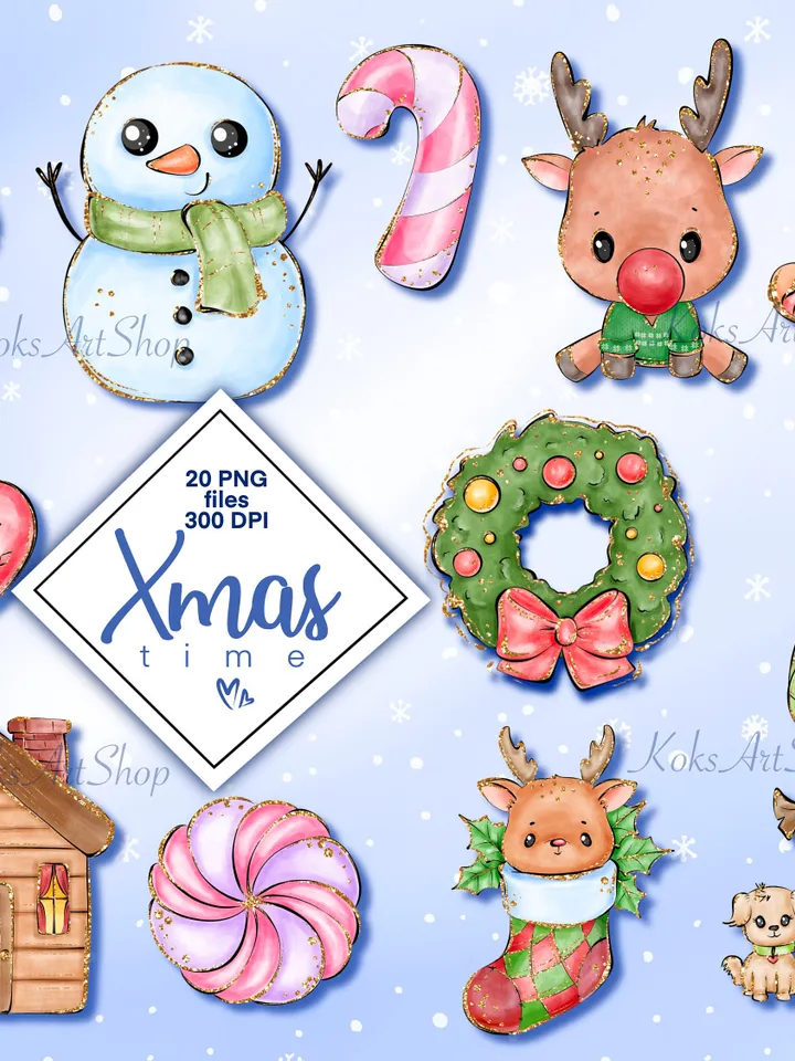 Christmas png clipart, Christmas stickers, Christmas clipart, Xmas clipart, Xmas png clipart, new year clipart, Christmas decoration