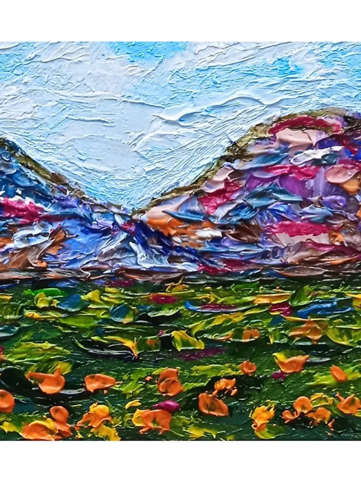Mini Oil Painting Mountain Landscape Painting in Dollhouse Dollhouse Interior