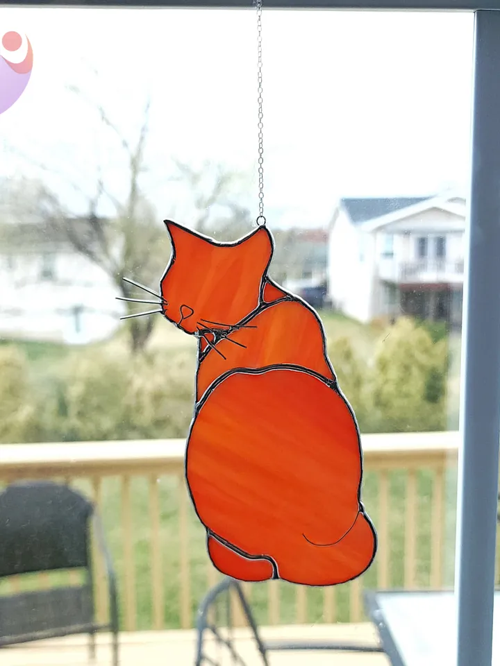 Stained Glass Cat Suncatcher Free-Standing