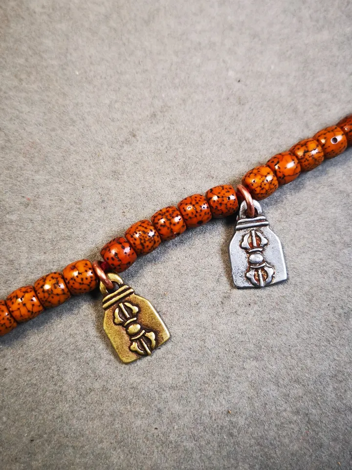 Gandhanra Handmade Mala Counter Pendant, Cold Iron Vajra Pendant,Prayer Beads Accessories