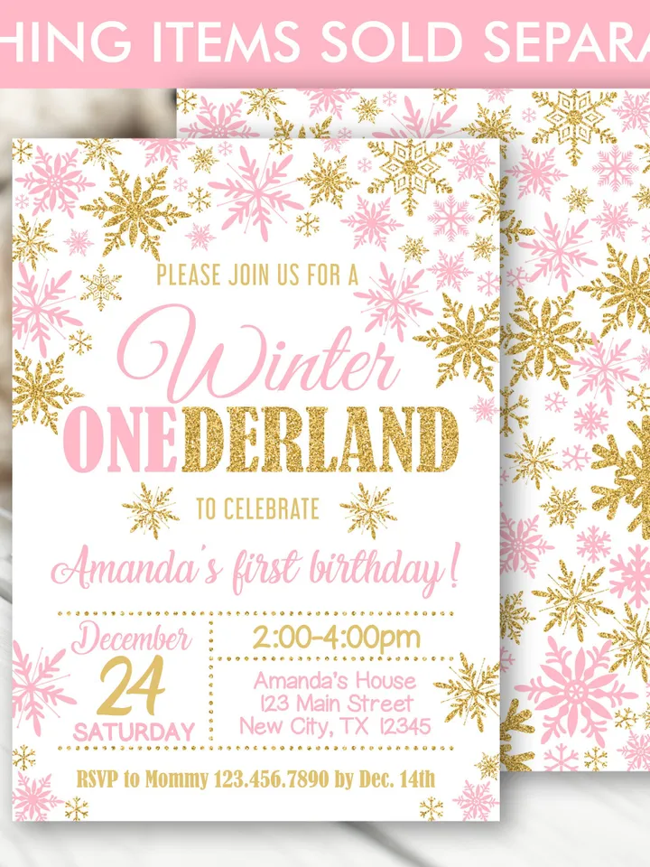 Winter Onederland 1st Birthday Sign, Winter Onederland Birthday Girl Decorations, Milestone Birthday Poster, Editable Template Digital File