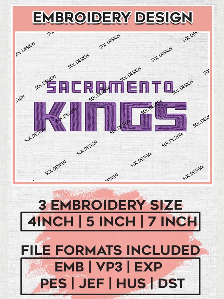 Sacramento Kings Wordmark Logo Embroidery Designs, NBA Kings Embroidery Files, NBA Machine Embroidery Designs, NBA Embroidery Design Machine Embroidery Pattern, Digital Download