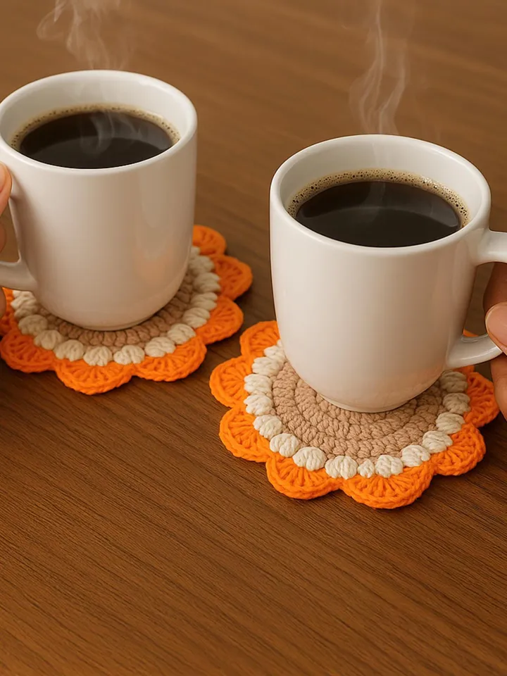 Sunflower Crochet Doily Pattern PDF, Handmade Floral Table Decor, Round Crochet Placemat DIY, Rustic Home Decoration, Instant Download