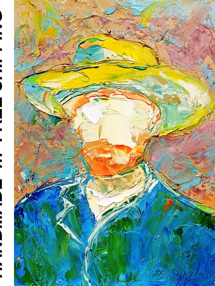 Man Painting Portrait Van Gogh Art Original Vincent Oil Paintings Abstract Portrait Copy Artist Self-Portraits Vincent Modern Surrealism Art