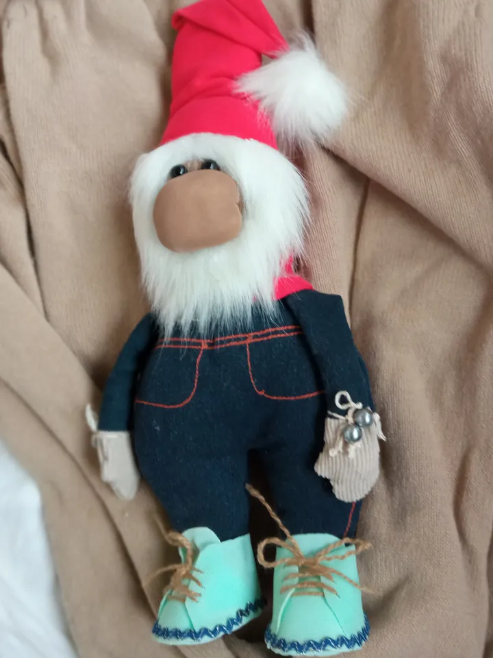 Cute denim gnome. Textile interior gnome. Christmas decor Fireplace decor Handmade Xmas gnome. Holidays gifts