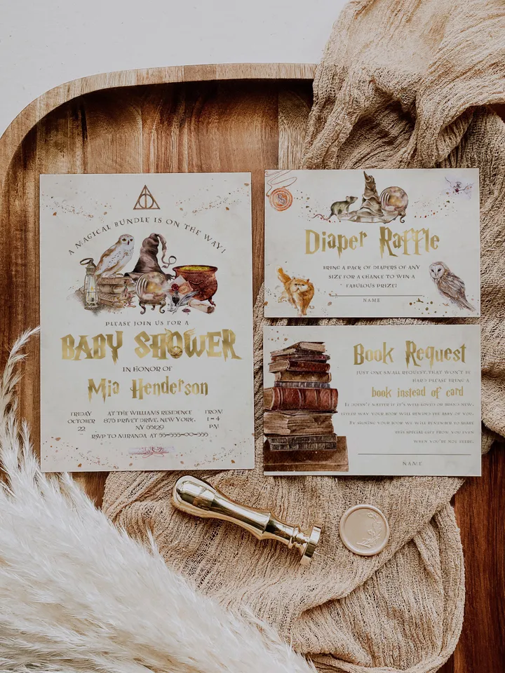 DIY Wizarding World Baby Shower Set; Magic School Baby Shower Template; School of Wizard Baby Shower invitation template; wh1