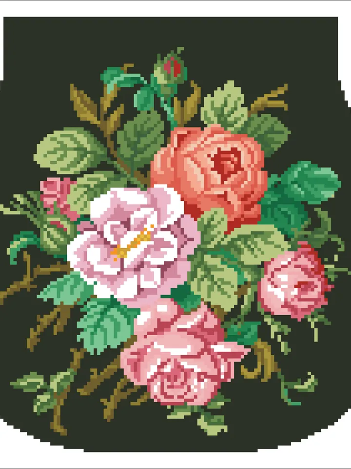 Antique Cross Stitch Pattern Antique Bouquet Counted Digital Download PDF