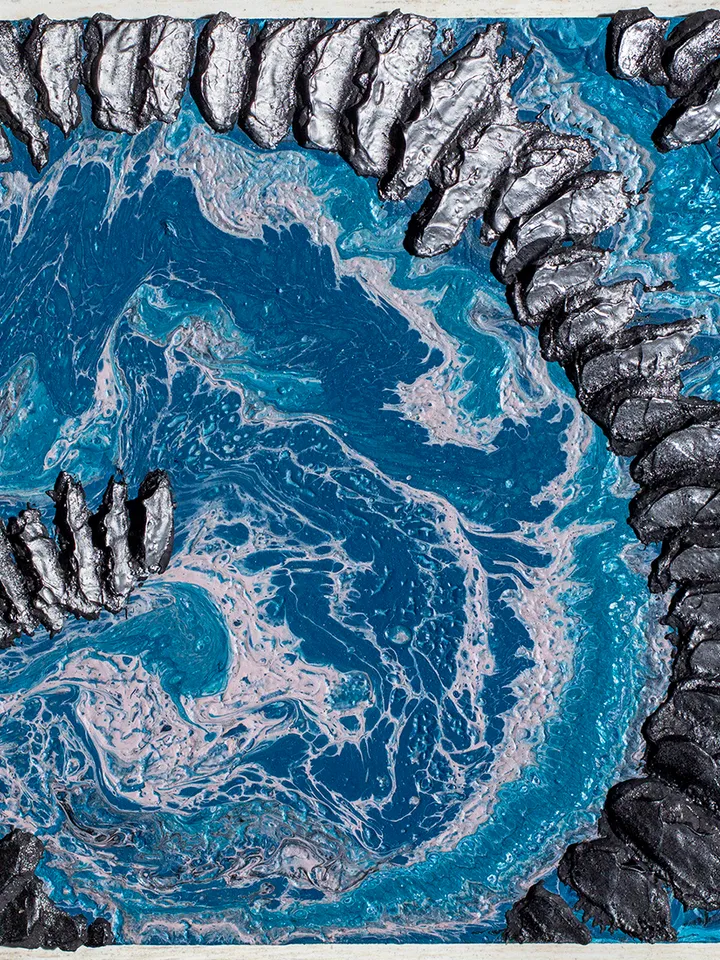 Waterscape wall art | Modern Abstract Sea Painting | 3D Effect Acrylic Art on MDF Board | Handmade Artwork | Blue Square painting | Coral Reef painting