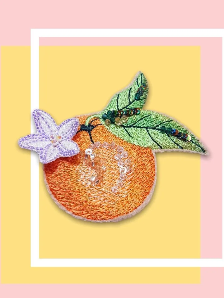 Machine embroidery design for make MandarinBrooch on felt Digital embroidery pattern floral motif embroidery chart deсor embroidery mandarin