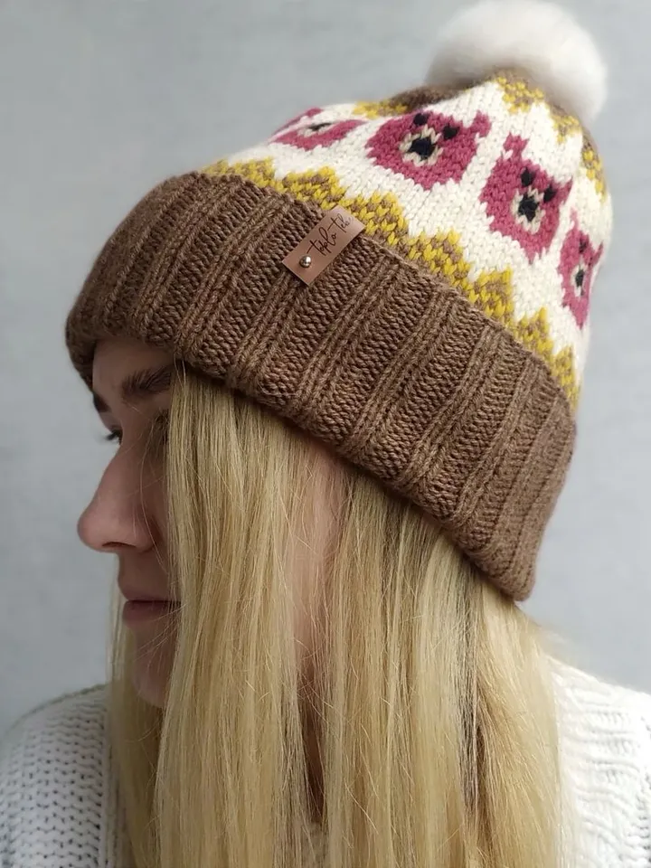 Beautiful warm woolen jacquard hat