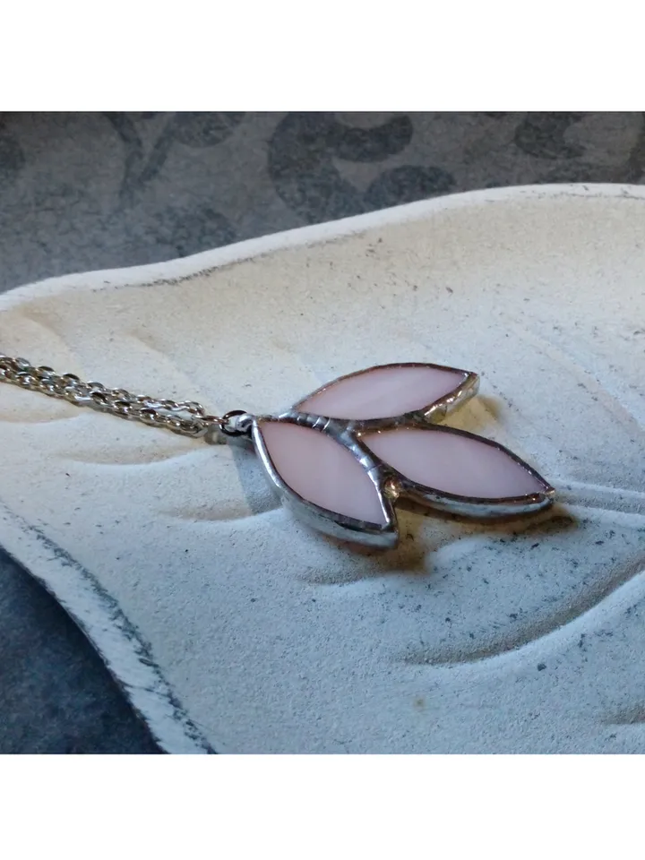 Glass spike necklace, Stained glass necklace, Leaves art deco necklace, Leaf branch pendant, Elven fairy jewelry