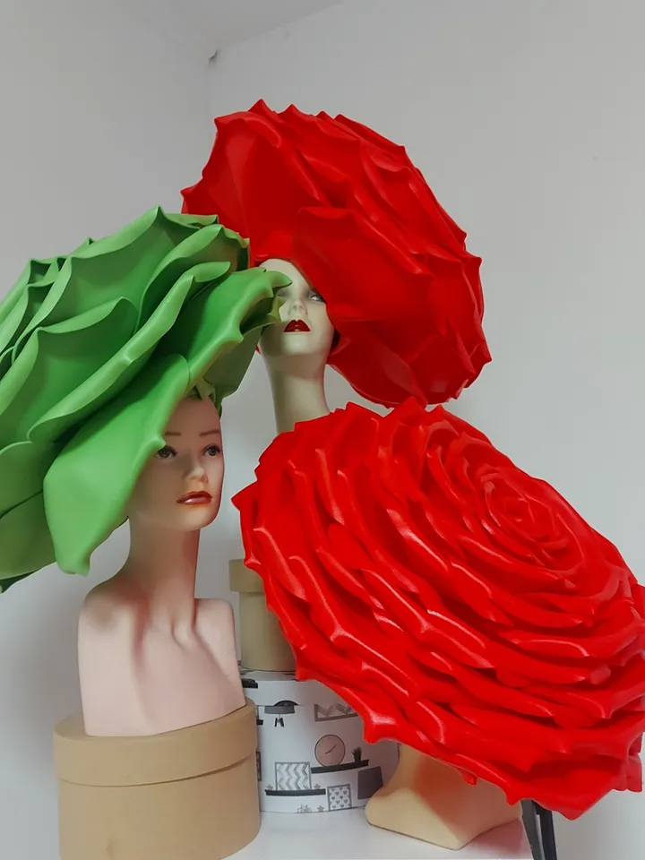 Diy Giant Rose hat Video tutorial create Statement headpiece, flower lesson, templates, assembly instructions