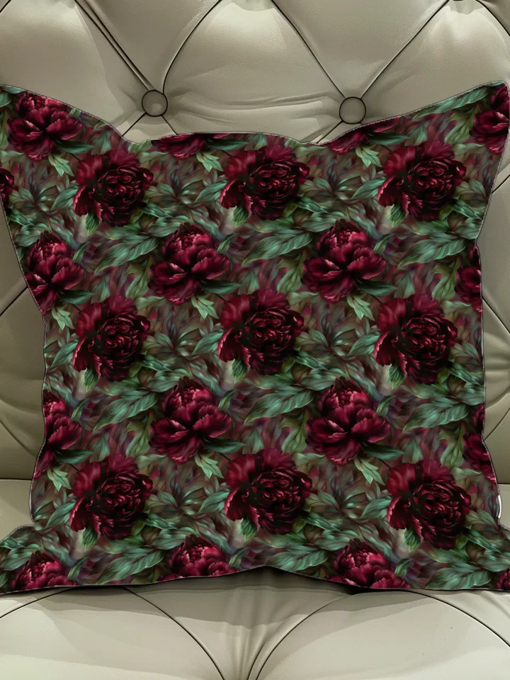 Gothic dark abstract floral seamless repeating red peony flowers pattern, digital paper, mosaic pattern, style renaissance, commercial use