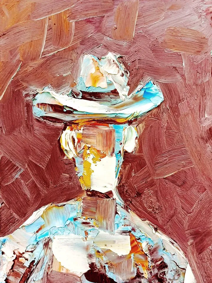 Abstract Portrait Of A Man Gay Body Painting Original Oil Painting Standing Person Portrait Painted oil painting Modern Surrealism Art 7x5