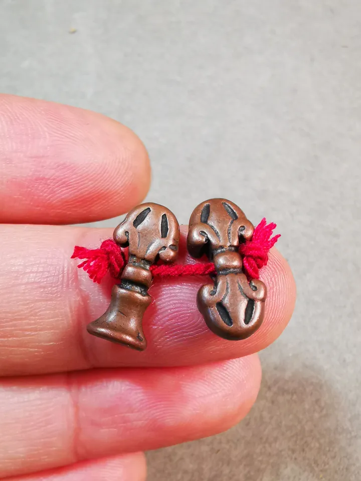 Gandhanra Handmade Tibetan Amulet Pendant,Mini Vajra and Dorje Bell, Mala Marker Bead Accessories, Made of Red Copper