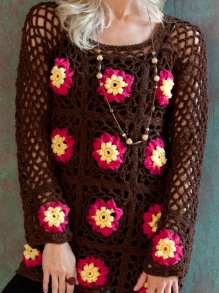 Crochet pattern sweater, summer sweater, women sweater, flower sweater, pattern pdf