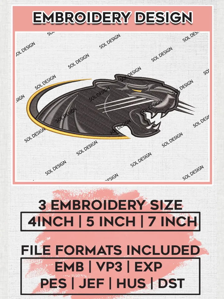 Milwaukee Panthers Head Mascot Logo Machine Embroidery Design, NCAA Milwaukee Panthers Embroidery Design Design files, NCAA Embroidery Designs, NCAA Machine Embroidery Designs, Digital Download