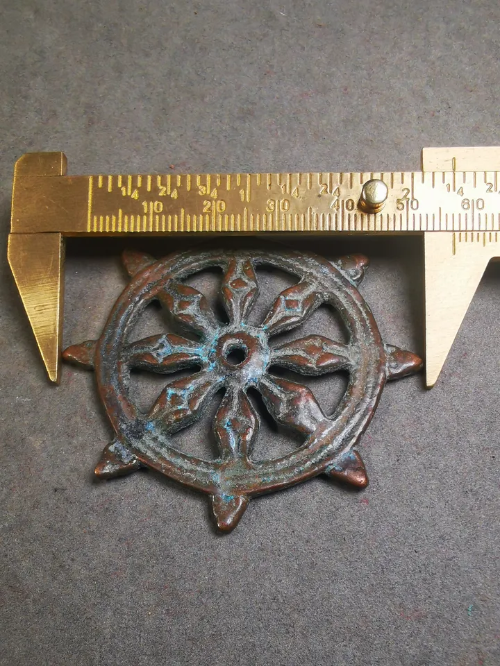 Gandhanra Vintage Tibetan Buddhist Amulet,Prayer Wheel,Lucky Wheel,Dharma Chakra,57mm
