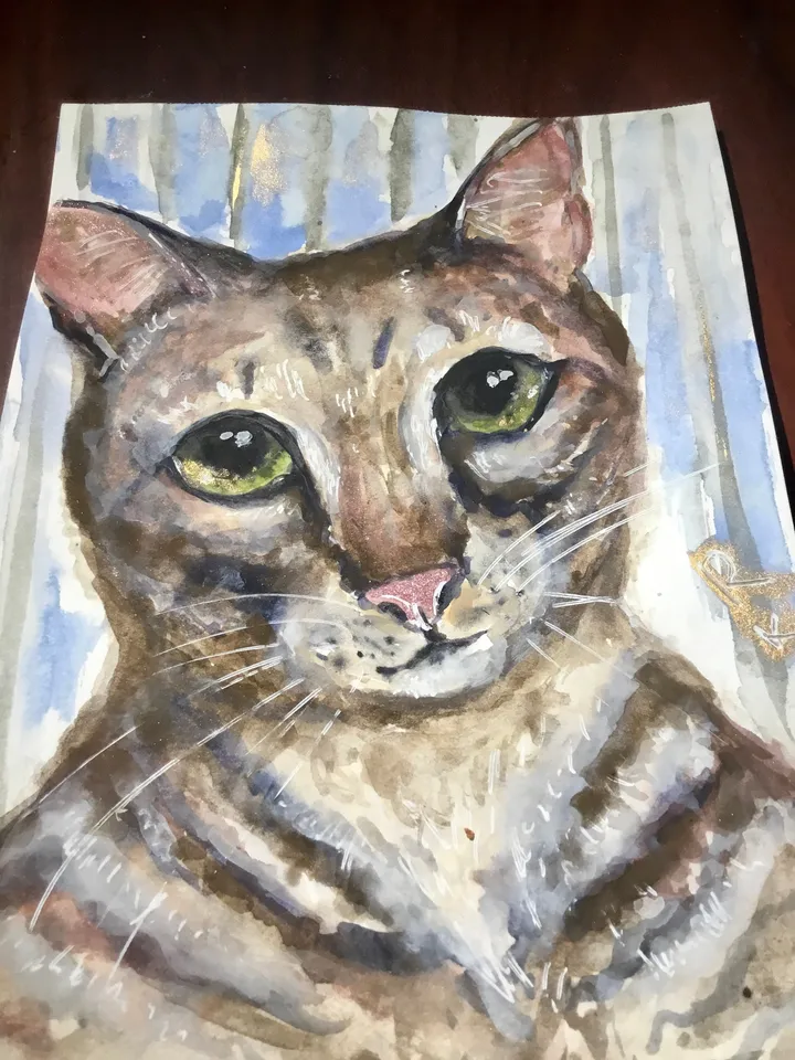Andy-cat painting,original watercolor painting,one of kind,cat lovers gifts,wall decoration