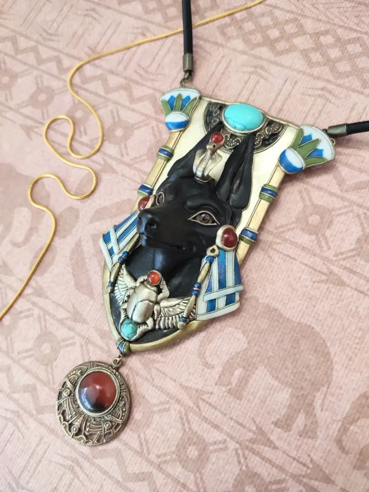 Anubis necklace, Egyptian jewelry, Ethnic necklace, Anubis pendant, Anubis jewelry