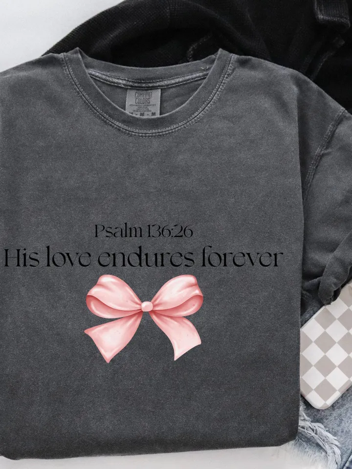 Christian Valentine Png, His Love Endures Forever Design for Shirt, Retro Valentine Png, Jesus Bible Verse Instant Download