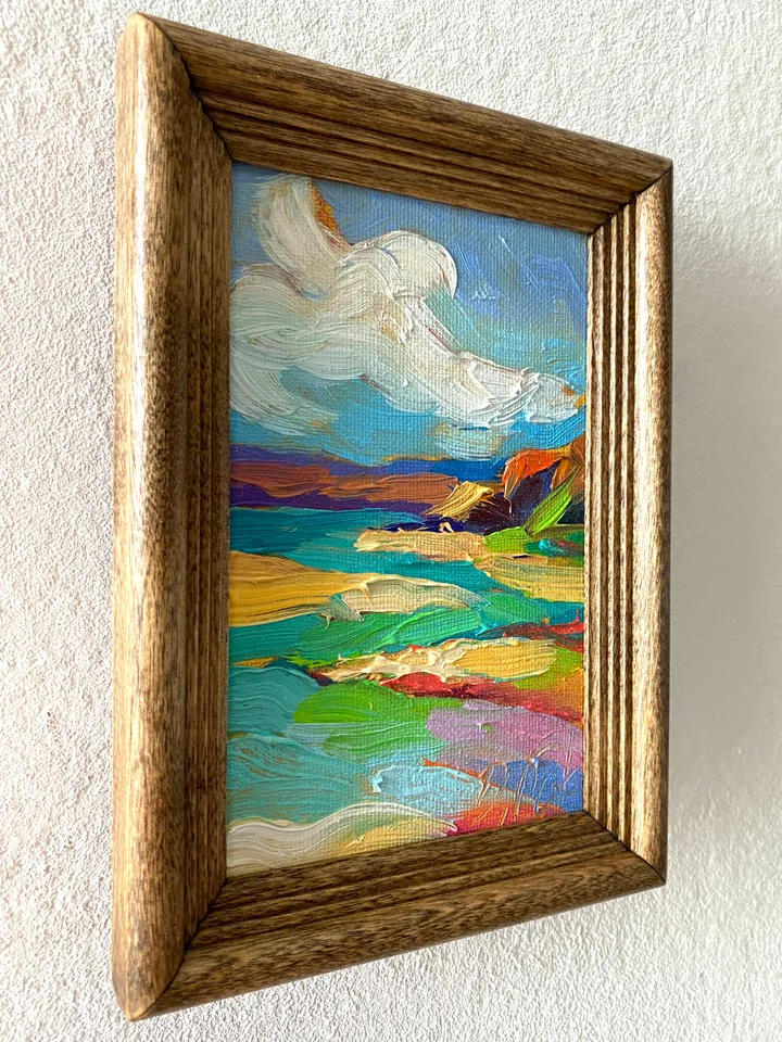 Seascape Oil Painting Original Sea Landscape Painting Impasto Small Artwork Ocean Coastal Wall Art