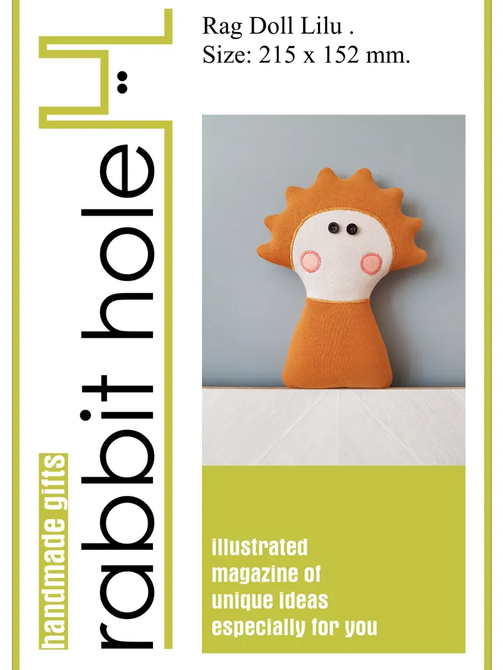 Rag doll Lilu sewing pattern PDF, digital tutorial in English, mini doll sewing diy