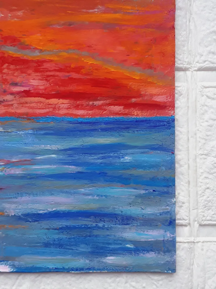 Sunset Miniature #4, Seascape Painting