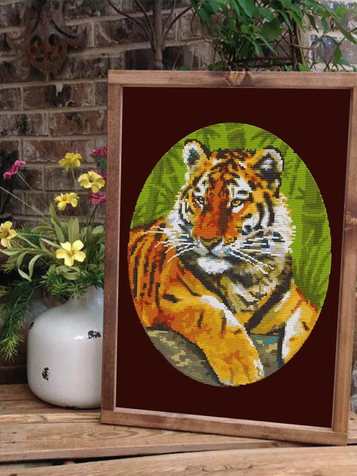 Tiger cross stitch pattern download PDF Wild animal cross stitch chart, Nature hand embroidery PDF Big tabby cat cross stitch Home decor #K5