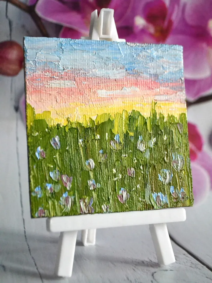 “Spring Flowers” is a miniature oil painting.