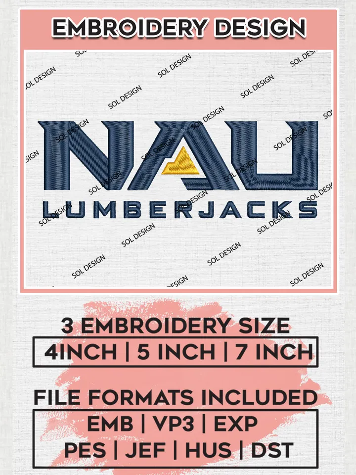 NAU Lumberjacks College Team Logo Embroidery Design Files, NCAA Northern Arizona Lumberjacks Machine Embroidery, NCAA Teams, 3 sizes, NCAA Machine embroidery designs, Digital Download