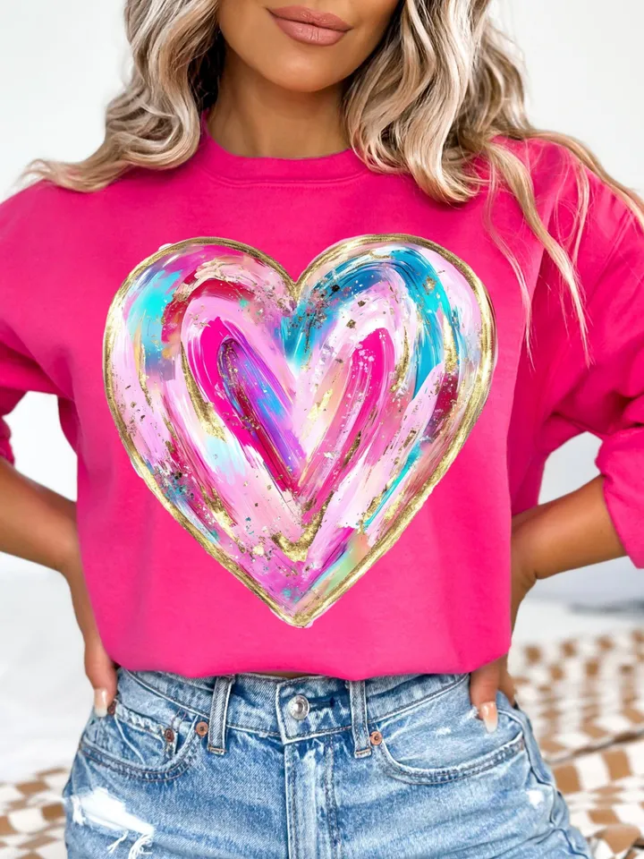 Valentines Day Heart Png, Brushstroke Valentines Png, Retro Valentine Png, Pink, Love Png, Girls Valentine Png, Valentine Shirt Design