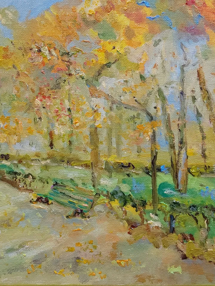 Oil painting on canvas "Autumn. Summer Garden" 40x30cm (16x12inch)