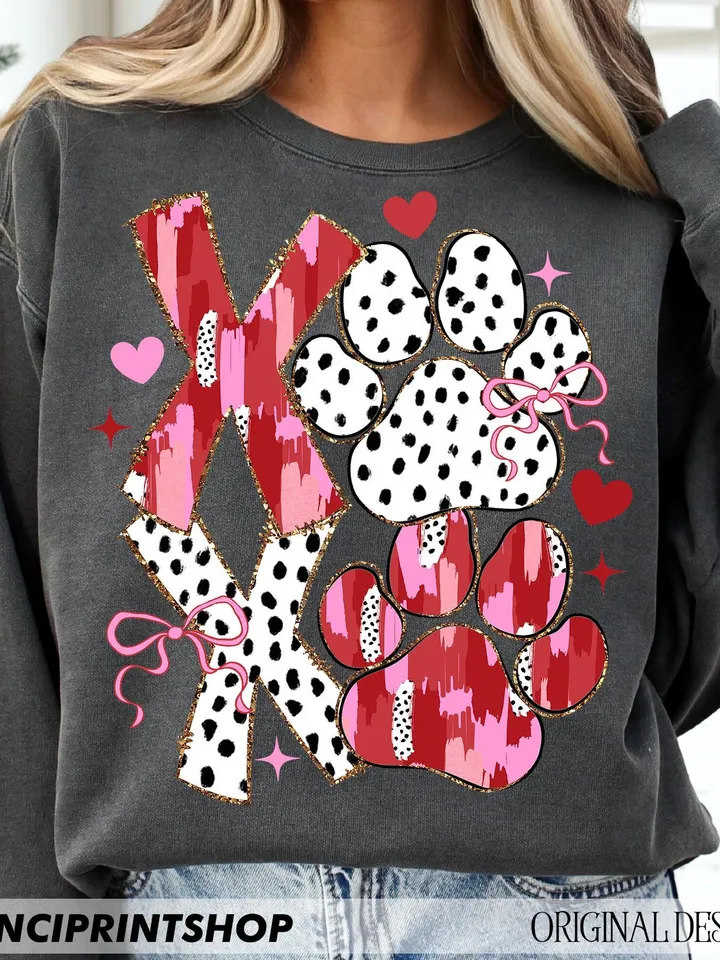 Brushstroke Paw Dog Valentine Coquette Png, Dog Valentines png, Dog Lover png, Valentines Day png, Xoxo png, Valentines png, Dog Paw png