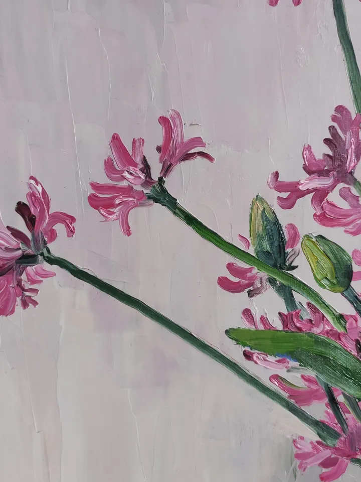 Oil painting on canvas flowers in a vase