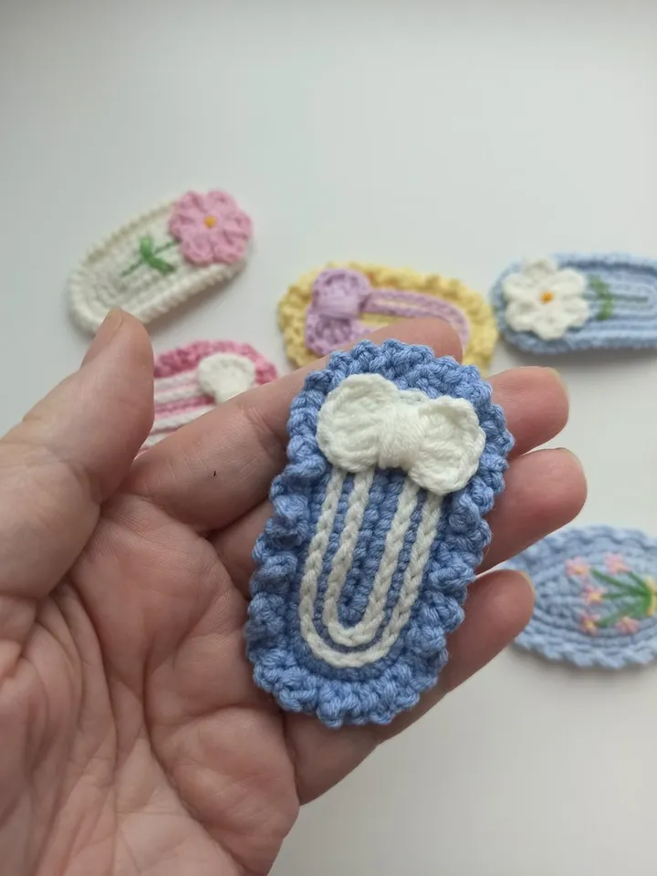 Crochet hairpin (2 pcs),accessories for girl,blue hairpin,hair ornament for her