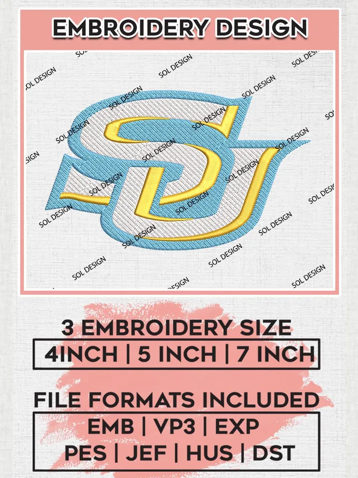 Southern Jaguars Logo Machine Embroidery Design, NCAA Southern Jaguars Embroidery Design Design files, NCAA Embroidery Designs, NCAA Machine Embroidery Designs, Digital Download