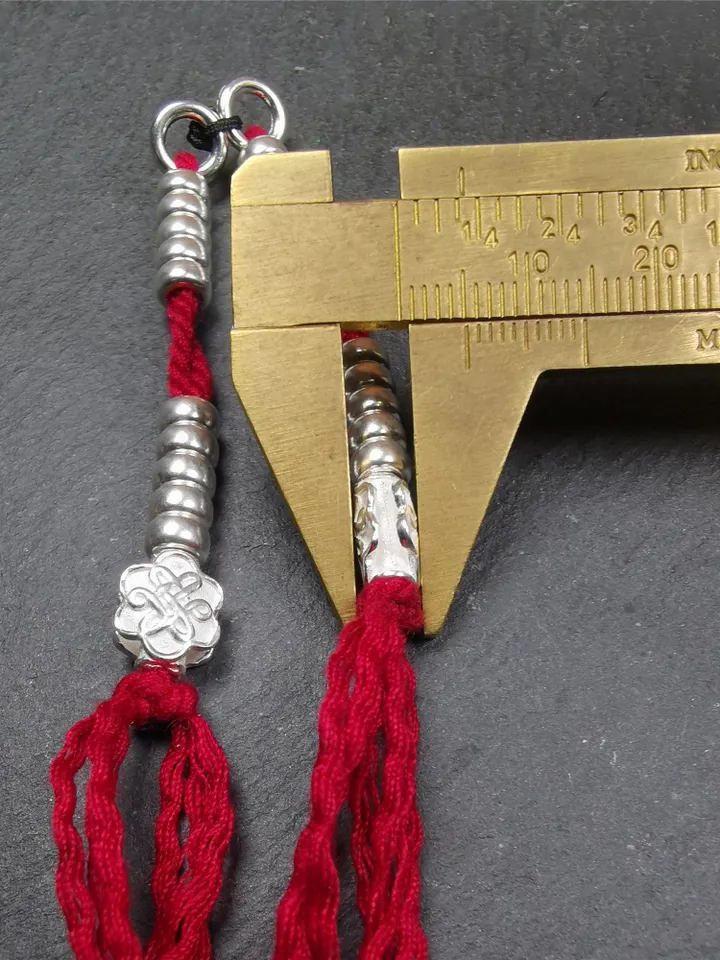 Gandhanra Handmade 5mm Sterling silver Tibetan Buddhist Prayer Bead Counters for 6-15mm Mala,Lucky Knot Pendant
