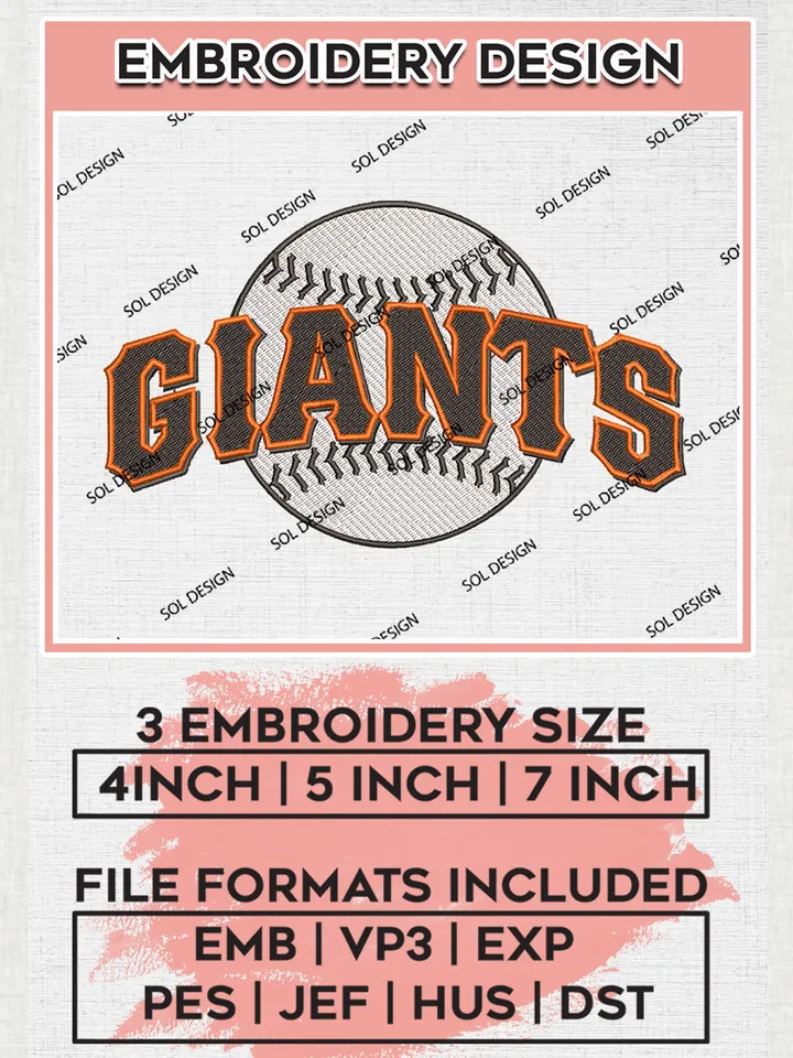 MLB San Francisco Giants Machine Embroidery Files, MLB San Francisco Giants Team Embroidery Designs, MLB Teams, 3 sizes, MLB Machine embroidery designs, Digital Download