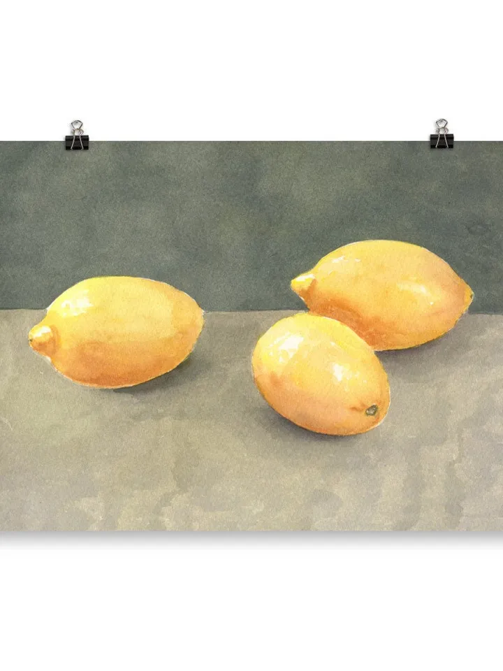 Lemons Still Life, Modern Citrus Art Print, Kitchen Decor, Lemon Wall Art, Minimalist Lemon Art, Lemon Wall Art, Abstract Art Print
