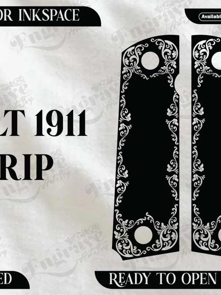 Colt 1911 Grip Design,lasercut,laserengraving,fiberlaser,engravingfiles