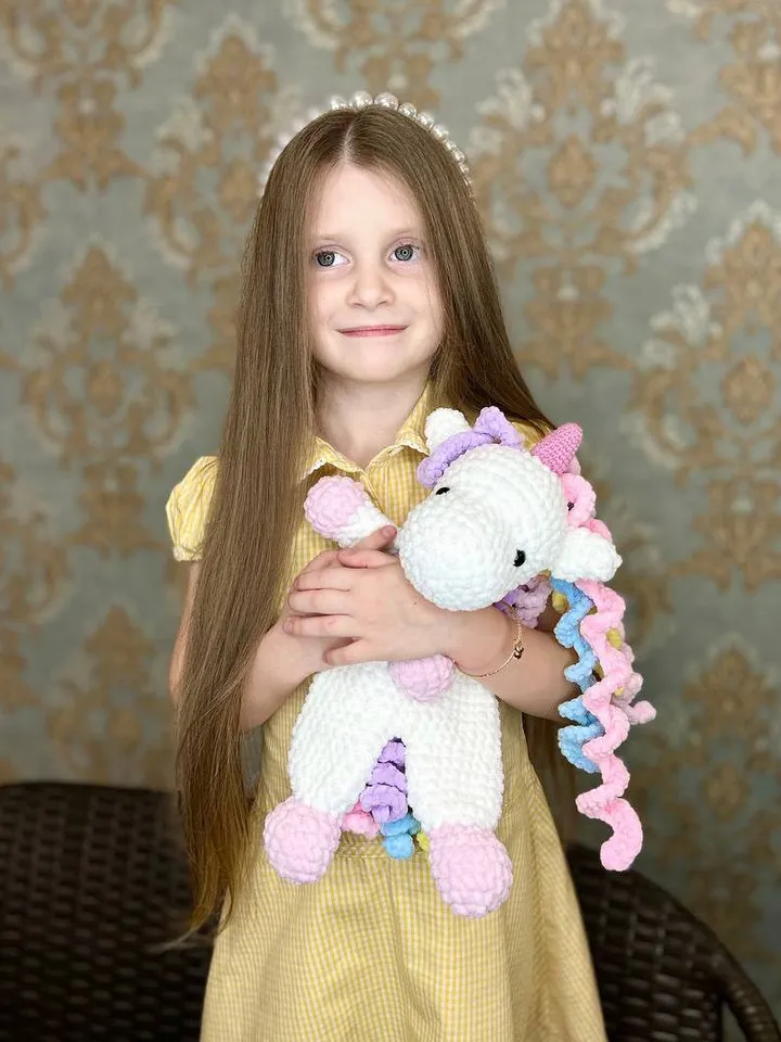 Crochet unicorn cuddle toy Baby shower gift Baby lovey
