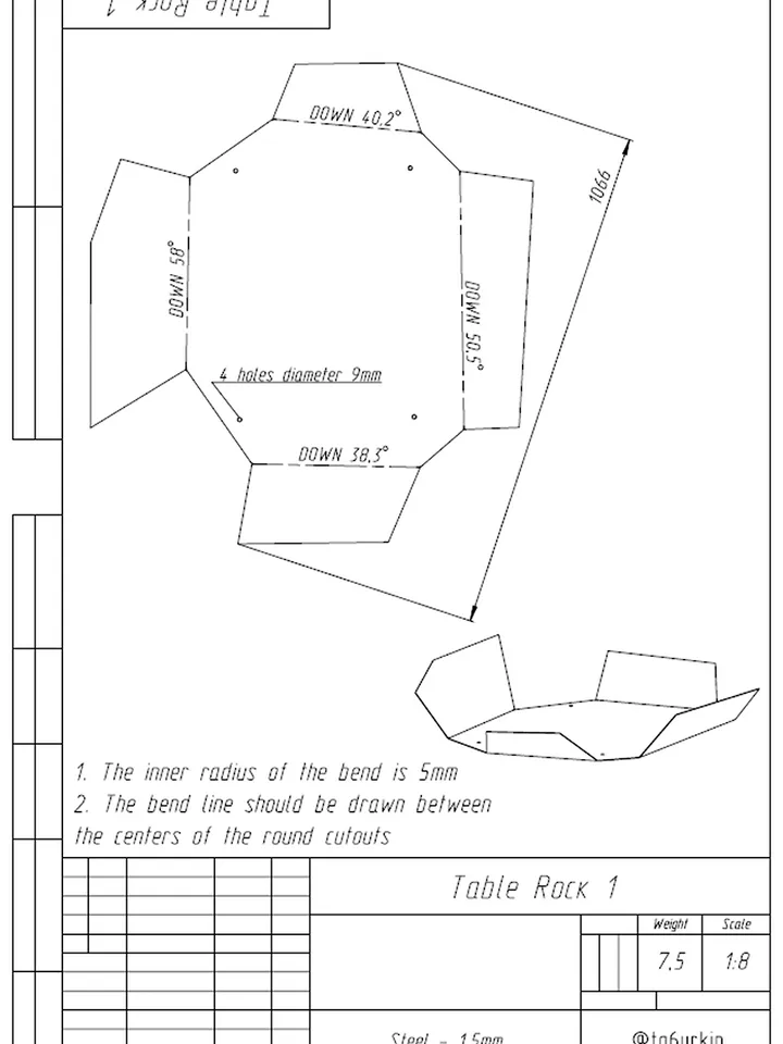 Welding Project Plans Drawings Stone Table (DXF, PDF)